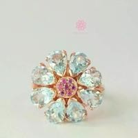 ราคา Rosen'marry/แหวนพลอยโทปาส พลอยกลาง ทับทิม 10 กะรัต ตัวเรือนเงินแท้925ชุบพิงค์โกวล พร้อมกล่อง รหัส RR044 (1731692449679379394)