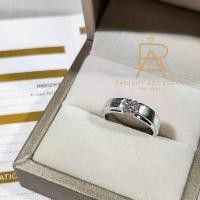 ราคา ARnickshop1 แหวนเงินแท้ ชุบทองคำขาว แหวนชาย ฝังเพชร Moissanite 0.5 กะรัต พร้อมใบเซอร์ ที่จัดส่งฟรี กทม (1731191775456691593)