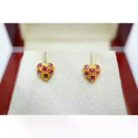 ราคา CErayshop3 S.R. ต่างหูทอง ต่างหูทับทิมหัวใจ หัวใจทับทิม น้ำหนัก 0.05 กะรัต พร้อมใบรับรองสินค้า เคลือบทองคำแท้ ชุบทอง 100% มีบริการเก็บปลายทาง (1731208661531461314)
