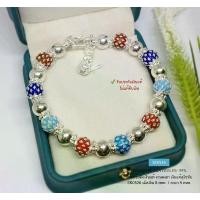 ราคา สร้อยข้อมือเงินแท้สุโขทัย ร้อยเม็ดเงินสลับเม็ดปะคำ เล่นลายดอกพิกุลลงยา หนักประมาณ 2 บาทตัน ยาว 7.8-8.2 นิ้ว(งานสุโขทัย-งานช่างทอง) (1729591342633945657)