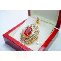 ราคา ARheleneshop1 S.R. จี้ทอง จี้ทับทิม น้ำหนัก 16 กะรัต ล้อมเพชร เม็ดละ 3 ตังค์ เพชรน้ำ100 ขาวสวยไฟดีพร้อมใบรับรองสินค้า เคลือบทองคำแท้10 มีบริการเก็บปลายทาง (1731208586777691321)