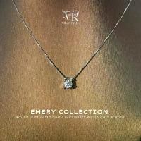 ราคา VRS.สร้อยคอเงิน92.5ชุบทองคำขาว ความยาว16-18นิ้ว พร้อมจี้เม็ดเดี่ยวน้ำหนัก1.0ct Collection “Emery “Necklace (1729633217677921088)