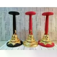 ราคา ยึดรูปแบบเดียวกัน ฐานวางเศียร ขาตั้ง ขาตั้งเศียร สูง 16 นิ้ว ขาตั้งหัวโขน ไม้กลึง ปิดทอง ตีลาย ประดับเพชร สำหรับหัวโขน เศียรครู ขนาดครอบ (1731445921518814907)