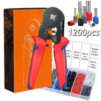 ราคา คีมย้ำหางปลา คีมย้ำสายไฟ คีมย้ำคอร์ดเอ็นคีมจีบ Crimper + 1200 Terminals kit คีมยำหัว คีมย้ำหางปลากลม CORD END Crimper Plier AWG 23-7 สายไฟคีมกดจีบ คอร์ดเอ็น กล่องหางปลา1200 ชิ้น (1731567148279106298)