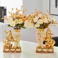 ราคา แจกัน, แจกันเซรามิกยุโรปช้างตกแต่งห้องนั่งเล่นโต๊ะด้านบนตกแต่งตู้ทีวีสร้างสรรค์ดอกไม้ (1732488814024623248)