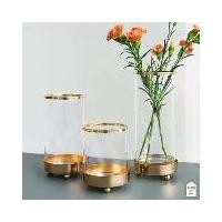 ราคา แจกัน แจกันดอกไม้ (MH_134) แจกันใส แจกันทรงกระบอก แจกันสีทอง (1729575806840572593)