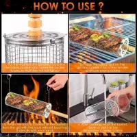 ราคา ตะกร้าตะแกรงรัง, มีหูหิ้วไม้, สแตนเลส, ตะกร้าย่างกลิ้ง, ตะกร้าย่างกลิ้งแบบพกพา, หลอดตาข่ายบาร์บีคิว, ตาข่ายย่างกลิ้งกลม, ตะกร้าย่างกลิ้งสำหรับทำอาหาร BBQ, แคมป์ปิ้ง, uvtq9 (1732246618854558634)