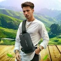 ราคา กระเป๋าคาดอกอเนกประสงค์สำหรับผู้ชาย, กระเป๋ากล้อง USB กันขโมยมีสายคาดสะพายพาดลำตัวผู้ชายเดินทางคาดลำตัวกระเป๋าสะพายไหล่ (1731083661743786317)