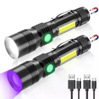 ราคา UV Light & Strong Light Flashlight USB Rechargeable Camping Lantern Pets Urine Stains Black Light Led Ultraviolet Torch มีด แท้ (1732251289544001480)