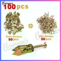 ราคา [COD] [Tiktok]【พร้อมส่ง+COD】100/300/500pcs พุกปีกผีเสื้อ สกรู พุกปีกผีเสื้อ ชุดสกรูเกลียวปล่อยแบบขยาย พุกผีเสื้อเหล็ก พุกยิบซั่ม+สกรู with Screws Expansion Nails Plasterboard Wall Fixing (173130696285