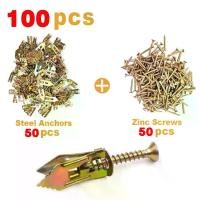 ราคา 【พร้อมส่ง+COD】100/300/500pcs พุกปีกผีเสื้อ สกรู พุกปีกผีเสื้อ ชุดสกรูเกลียวปล่อยแบบขยาย พุกผีเสื้อเหล็ก พุกยิบซั่ม+สกรู with Screws Expansion Nails Plasterboard Wall Fixing (1731731383948052887)