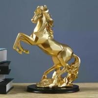 ราคา [ขายร้อน] ของแต่งบ้าน ของแต่งห้อง ม้ามงคล ม้าเรซิ่น โมเดลม้ายกขาคู่สีทอง ม้าเสริมฮวงจุ้ย (1732127182955709793)