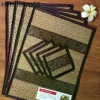 ราคา แผ่นรองจาน รองแก้วน้ำ ที่รองจาน ที่รองแก้ว แบบ 4 ที่ ทำจากเสื่อกก ทำความสะอาดได้ ของแต่งบ้าน ราคาถูก (1731779087082751388)