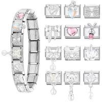 ราคา เสน่ห์พลอย, การออกแบบ Bling Bling, สำหรับสร้อยข้อมือโมดูลาร์, เสน่ห์เชื่อมโยงสไตล์อิตาลี, เหมาะสำหรับสร้อยข้อมือ 9 มม., ทำจากสแตนเลส, การทำเครื่องประดับ DIY (1732023237313202313)