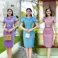 ราคา PR142 เดรสผ้าฝ้ายทอลายขอพระเทพฯ อัดกาวทั้งชุด ชุดไทย แบรนด์ preeya (1732238056587560032)
