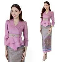 ราคา ชุดผ้าไหมแต่งแถบคาดเอว อัดผ้ากาว(เสื้อ+ผ้าถุงป้ายฟรีไซส์) ผู้หญิง Clothing ชุดไทย ผ้าไทยผ้าพื้นเมือง Women Girl (1731460368479192403)