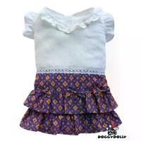 ราคา Pet clothes -Doggydolly เสื้อผ้าแฟชั่น น้องหมาน้องแมว ชุดไทย เสื้อขาวผ้าฝ้าย กระโปรงสีม่วง คอวี D844 ขนาด1-9โล (1731969435336344938)