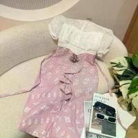 ราคา พร้อมส่ง ชุดเดรสลายไทย ชุดไทย เดรส ลูกไม้ งานบุญ งานบวช จับจีบหน้า แต่งดอกกุหลาบ ช่วงบนผ้าซีทรูปักลายดอกแต่งระบายอก สวยลงตัวมากๆ (1731854681434391653)