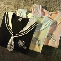 ราคา 【COD】เสื้อคิตตี้ลายปักน่ารัก คอ sailor ทรงหลวม สไตล์ญี่ปุ่น เสื้อสตรีฤดูร้อน แฟชั่นวัยรุ่น ลดราคา 50% พร้อมส่ง! (1731997562880886600)