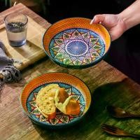 ราคา HongDian จานครัวเซรามิกสไตล์วินเทจ จานลึก plate จานตื้น กันลื่นทนความร้อน ลายสวยงาม จานหูจับ ลายวินเทจหรูหรา จานอาหาร จานผลไม้ จานเซรามิก ceramic porcelain tableware เหมาะสำหรับไ (1732190297577457787)