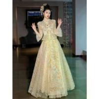 ราคา ชุดแต่งงาน Xiuhe สีแชมเปญ คอลเลคชั่นฤดูร้อนใหม่ปี 2024 เหมาะสำหรับเจ้าสาวบาง สไตล์จีนใหม่ ดูอ่อนเยาว์ ชุด Xiuhe โพกาดอท เสื้อ สาวอวบ casa เสื้อผ้า โชว์ หลัง อก 50 girl เชิ้ต คอ จีน ผู้ หญิง แขน จั้ม (