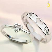 ราคา แหวนแต่งงาน รูปหัวใจ ประดับเพชร แหวนแกะสลักตัวอักษร สีเงิน สำหรับคู่รัก (1732324525298844707)
