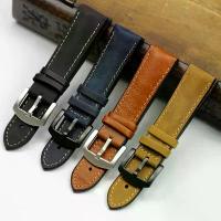 ราคา สายนาฬิกาหนังแท้ 20 มม. 22 มม. 24 มม. สีดำ น้ำเงิน น้ำตาล สีกากี เข็มขัดนาฬิกายาง เหมาะสำหรับ Tudor Oris U-boat Timex นักบิน เข็มขัดสายนาฬิกา (1731854532977199040)