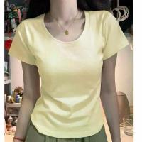 ราคา เสื้อยืดสีเหลืองครีมสำหรับผู้หญิง ดีไซน์สวย คอกลม แขนสั้น วัสดุผ้าฝ้ายแท้ สไตล์ไหล่ปกติ เหมาะสำหรับฤดูร้อน 2025 เสื้อเอวสลิมตัวสั้นสาวฮอต [COD] เสื้อ แฟชั้น สี สวย สดมา ใหม่ ครีม (1732057919880660854)