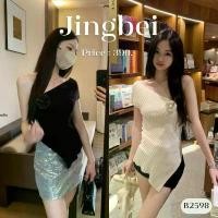 ราคา เสื้อไหล่เดียว ไหมพรม ทีดีเทลเข็มกลัดดอกไม้ Clothing Lady B2598 l JINGBEI สินค้าแนะนำ (1732430858911843743)