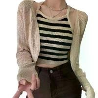 ราคา ชุดสาวฮอต สไตล์สั้น สไตล์เกาหลี เสื้อชั้นในถักลายบล็อคสี คาร์ดิแกนถัก สวมใส่ได้ ชุดถักฤดูใบไม้ร่วง เสื้อ แขน ยาว ไหมพรม เอวลอย (1731872839711361259)