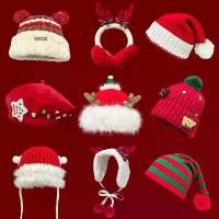 ราคา หมวกคริสต์มาสปีใหม่สีแดง, ของขวัญสำหรับแฟน, แฟน, ฤดูหนาวที่อบอุ่น, หมวกเขากวางน่ารัก ไหมพรม (1729890321276832679)