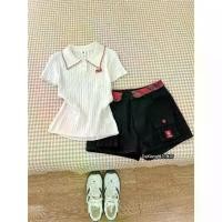 ราคา ชุดทูพีซ สไตล์เกาหลี สไตล์กระโหลก อเมริกัน หวาน สาวฮอต คอปกโปโล เสื้อยืดแขนสั้น ปักบล็อคสี กางเกงขาสั้นผ้าเดนิม ชุด เซต ไหมพรม คน อ้วน ไซส์ ใหญ่ (1731658374791005794)