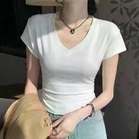 ราคา เสื้อยืด คอวี แขนสั้น ทรงสลิมฟิต สำหรับผู้หญิง ฤดูร้อน มาใหม่ เสื้อกระชับสัดส่วน เอว-เอว อเนกประสงค์ สไตล์เฉพาะ ผ้าฝ้าย ผ้าแพร เสื้อ baby tee สไบลาย ดอก สงกรานต์ ยืด ขาว มือ สอง (1731397649765664501)