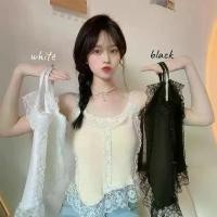 ราคา เสื้อสายเดี่ยวแฟชั่น ไหมพรม แต่งขอบลูกไม้ สุดเซ็กซี่ #8K10 (1729431493331355897)