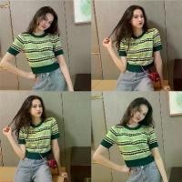 ราคา เสื้อแฟชั่นผู้หญิง สีเขียวน่ารัก ไหมพรม ใส่กับกระโปรงยีนส์หรือกางเกงยีนส์ขาสั้น (1729663795256265455)