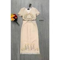 ราคา ชุดเซตกระโปรง เสื้อผูกอก+กระโปรงยาว งานปัก ละมุนมากๆ งานป้าย jusmint สินค้าแนะนำ (1732128063590795051)