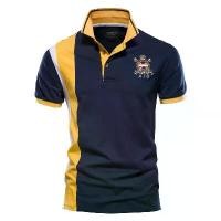 ราคา AIOPESON - เสื้อโปโลแขนสั้นผู้ชาย ป้ายผ้าฝ้าย 100% งานปัก งานเย็บปะติดปะต่อกัน คุณภาพ แบรนด์ฤดูร้อน เสื้อผ้าผู้ชาย (1729678240003099077)