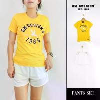 ราคา [ชุดเซ็ทผู้หญิง 2ชิ้น] เสื้อยืดคอกลมแขนสั้น+กางเกงวอร์มขาสั้น ทรงบาร์บี้ ผ้าCotton งานปักGM นุ่มใส่สบาย (1730393620714391918)