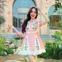 ราคา Boniga สีชมพูพีช Angle Energy Dress เดรสสั้นมีฮู้ด เดรสสั้นกระดุมหน้า งานปัก ผ้าทอลายหัวใจ (1729941524627884255)