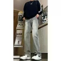 ราคา กางเกงยีนส์ขาบาน สไตล์อเมริกัน ไฮสตรีท เรโทร สีเทาควันบุหรี่ สำหรับผู้ชาย ใส่หน้าร้อน บางและอินเทรนด์ ทรงสลิมฟิต กางเกงตรง (1731866120196359604)