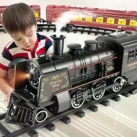 ราคา รถไฟของเล่น รถไฟโบราณ หัวรถไฟวิ่งราง สเปรย์+แสง+ดนตรี รถไฟใส่ถ่าน ชุดต่อรถไฟ วิ่งบนราง (1732415003136132905)