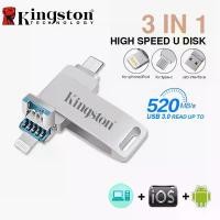 ราคา แฟลชไดรฟ์ USB, Kingston, 512GB, 1TB, 2TB, Type-C, เข้ากันได้กับ iPhone, iPad, Lightning, Pendrive 3IN1, เหมาะสำหรับ iPhone 16/15/14/13/12/11/X/8/7/6 และ Android (1731779803427343103)