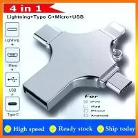 ราคา พร้อมส่ง 4in1 OTG แฟลชไดรฟ์ USB 512GB 128GB 32GB Type-C USB สําหรับ iPhone Android PC IOS (1729826534558763027)