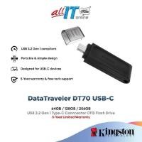 ราคา Kingston Pendrive Data Traveler 70, แฟลชไดรฟ์ USB-C 3.2 Gen 1, Type-C OTG, มีให้เลือก 64GB/128GB/256GB (1731780357049256703)