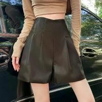 ราคา กางเกงขาสั้นหนังสำหรับผู้หญิง,ภาพถ่ายจริง,2025 ฤดูใบไม้ร่วงฤดูหนาว,ต่อต้านริ้วรอย,เอวสูง,ทรงเอ,ขากว้าง,กางเกงขาสั้นบูตฐาน,เข็มขัดหนัง PU,ซับใน,กางเกงขาสั้นบูต (1732668732924396744)