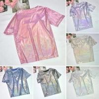 ราคา เสื้อยืดผู้หญิง คอกลม แขนสั้น ทรงหลวม ผิวมัน กลิตเตอร์ เสื้อสวมหัวบาง ชุดนอน (1731455896603560736)