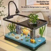 ราคา ตู้ปลา, ตู้ปลาอนุรักษ์นิยม, ตู้ปลาพร้อมฝาปิด, ตู้ปลาทองเดสก์ท็อปโปร่งใส, เหมาะสำหรับห้องนั่งเล่นขนาดเล็ก, รุ่นใหม่ 2025, ตู้ปลาที่บ้าน, ครบชุด (1732348568226661589)
