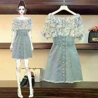 ราคา ชุดสูทฤดูร้อน สไตล์ตะวันตก พลัสไซส์ สำหรับสาวอ้วน เสื้อกระชับสัดส่วน เดรสยีนส์เดนิม เดรสเด็กกว่า เซ็ต 2 ชิ้น ชุด ค็อกเทล สั้น วีนา (1732193057461732931)
