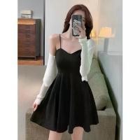 ราคา เดรสผู้หญิง สไตล์เกาหลี มินิเดรสและเดรสไซส์ใหญ่เซ็กซี่ เหมาะสำหรับอาหารค่ำและโอกาสทางการ เดรสสลิงสำหรับผู้หญิง ค็อกเทล เดรสเชือกแขวนคอสีดำ เข้ารูป พลัสไซส์ ฤดูร้อน Clothing Dress Women เสื้อผ้า ชุด (1