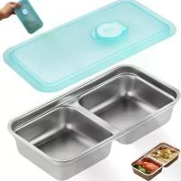 ราคา กล่องขนมช่องคู่สแตนเลส 1 ชิ้น ภาชนะใส่ขนมสองชั้น ภาชนะเก็บอาหาร ภาชนะใส่ขนมพร้อมฝาสีฟ้า ภาชนะใส่ซอสสองช่อง เหมาะสำหรับอาหารกลางวัน ของหวาน และอื่นๆ (1732507857361077329)